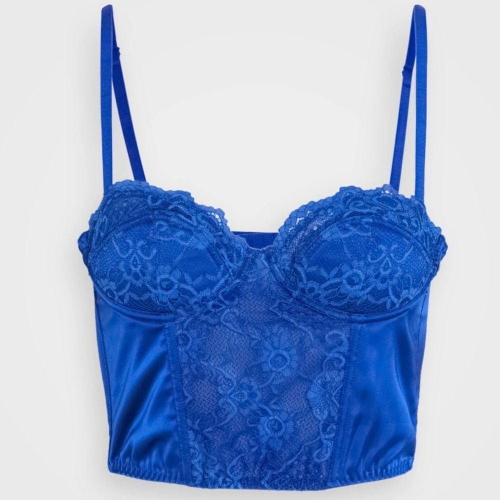Urban Outfitters BDG Ava Satin Lace Corset Top Size M Blue New